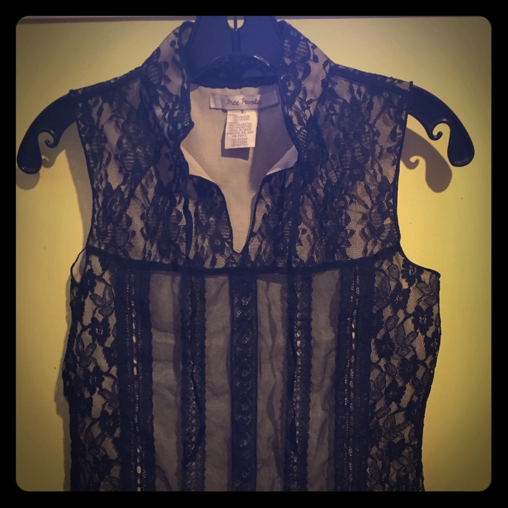 Free People Black Lace Blouse